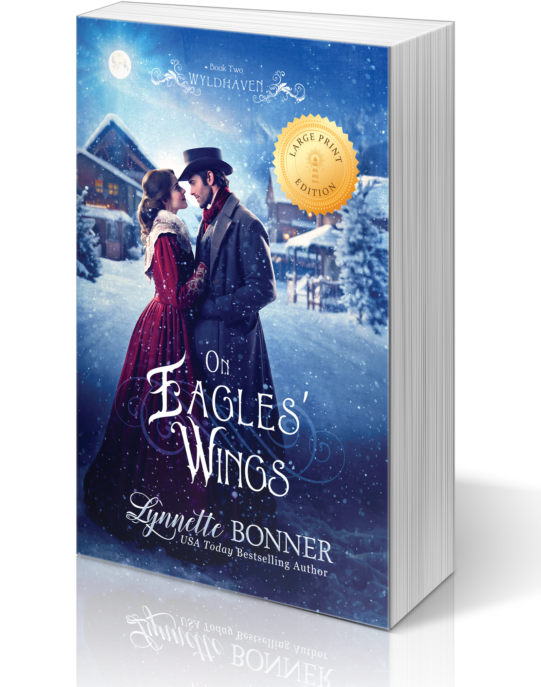 Large Print Cover of On Eagles Wings, a Christian historical Western Romance