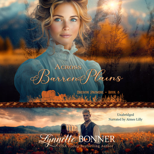 Audiobook Cover of Across Barren Plains, a Christian historical Western Romance