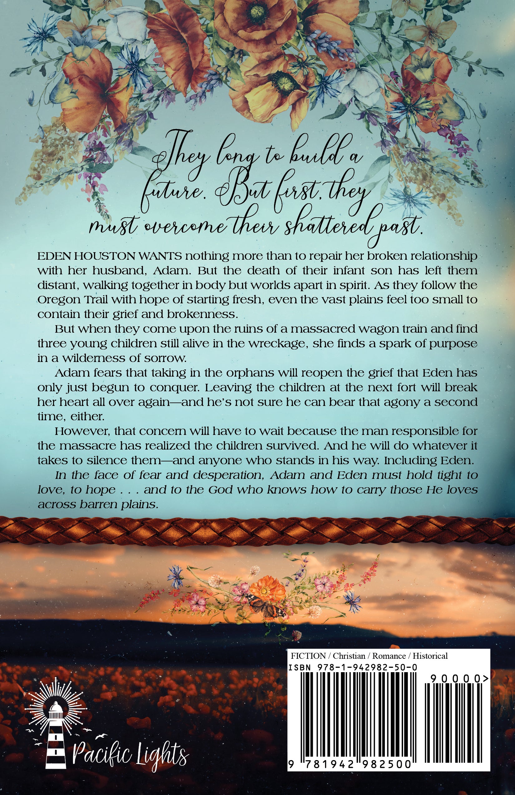 Back Cover of Across Barren Plains, a Christian historical Western Romance