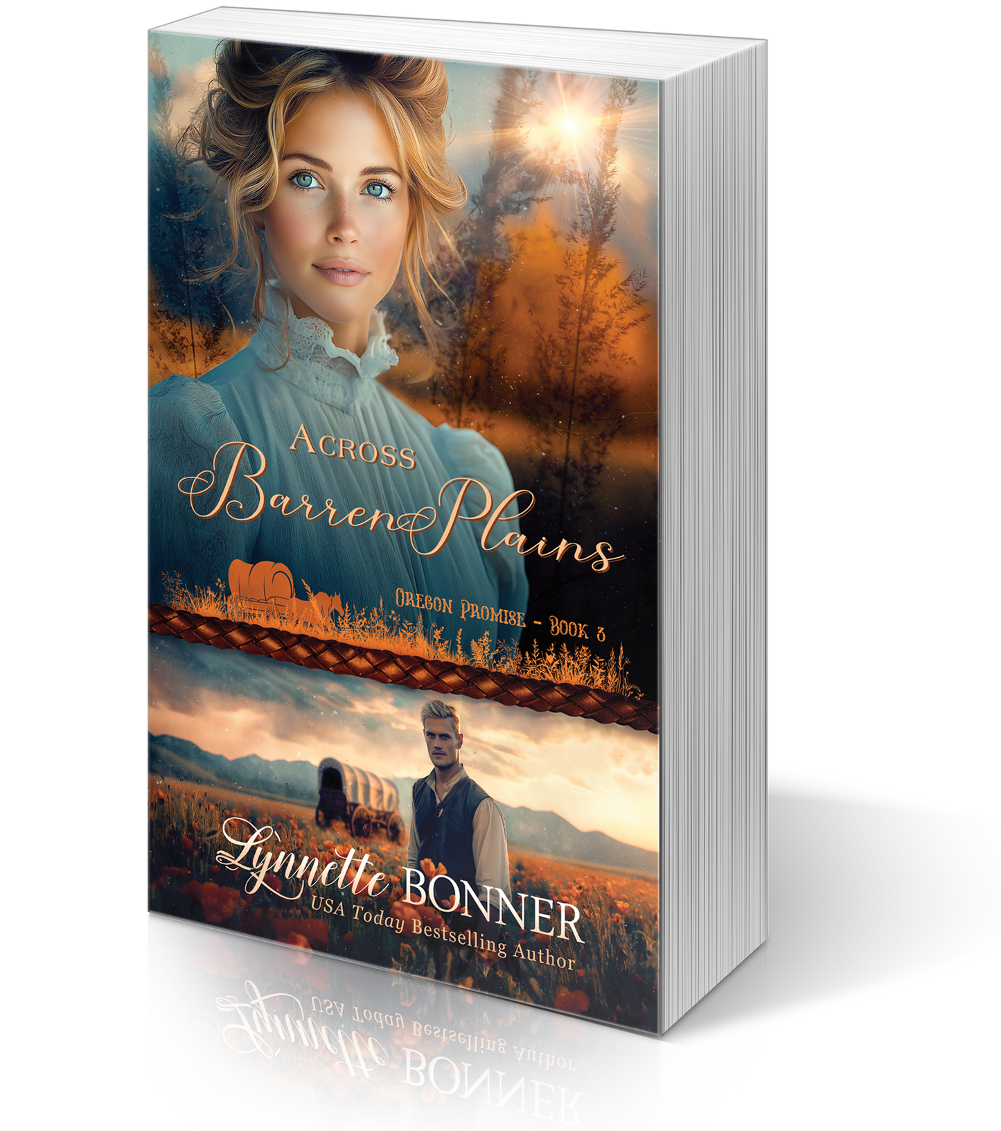 Paperback of Across Barren Plains, a Christian historical Western Romance