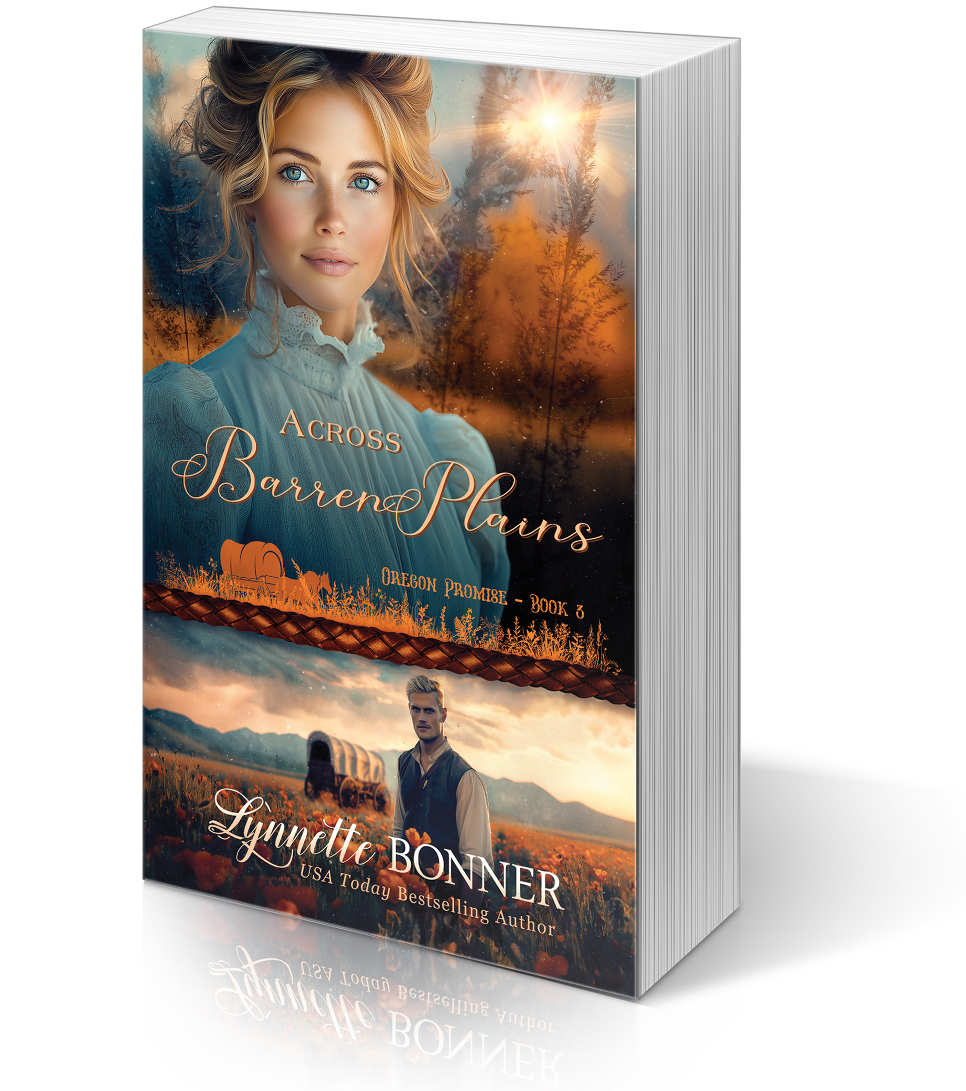 Paperback of Across Barren Plains, a Christian historical Western Romance