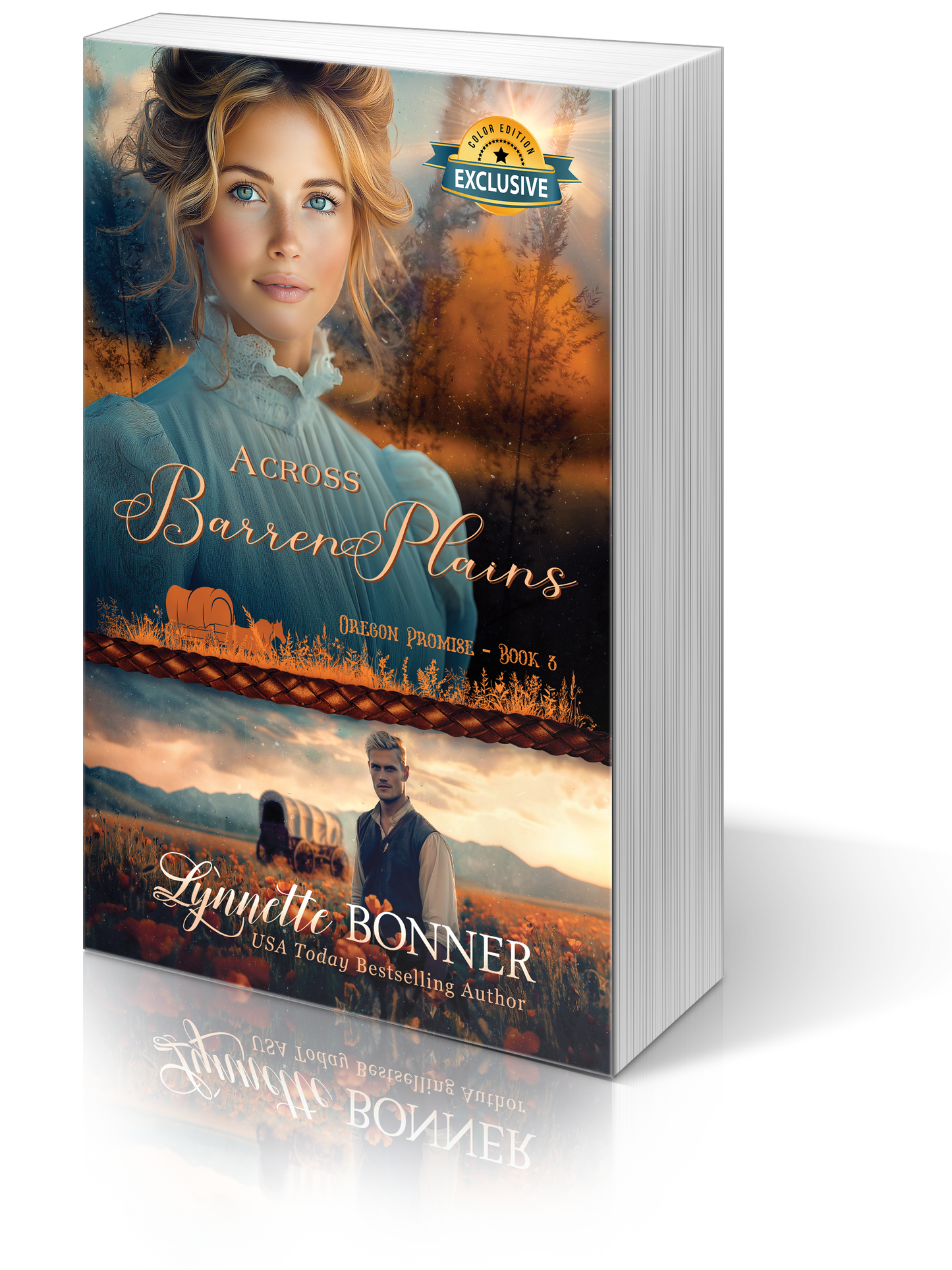 Paperback Color Edition of Across Barren Plains, a Christian historical Western Romance