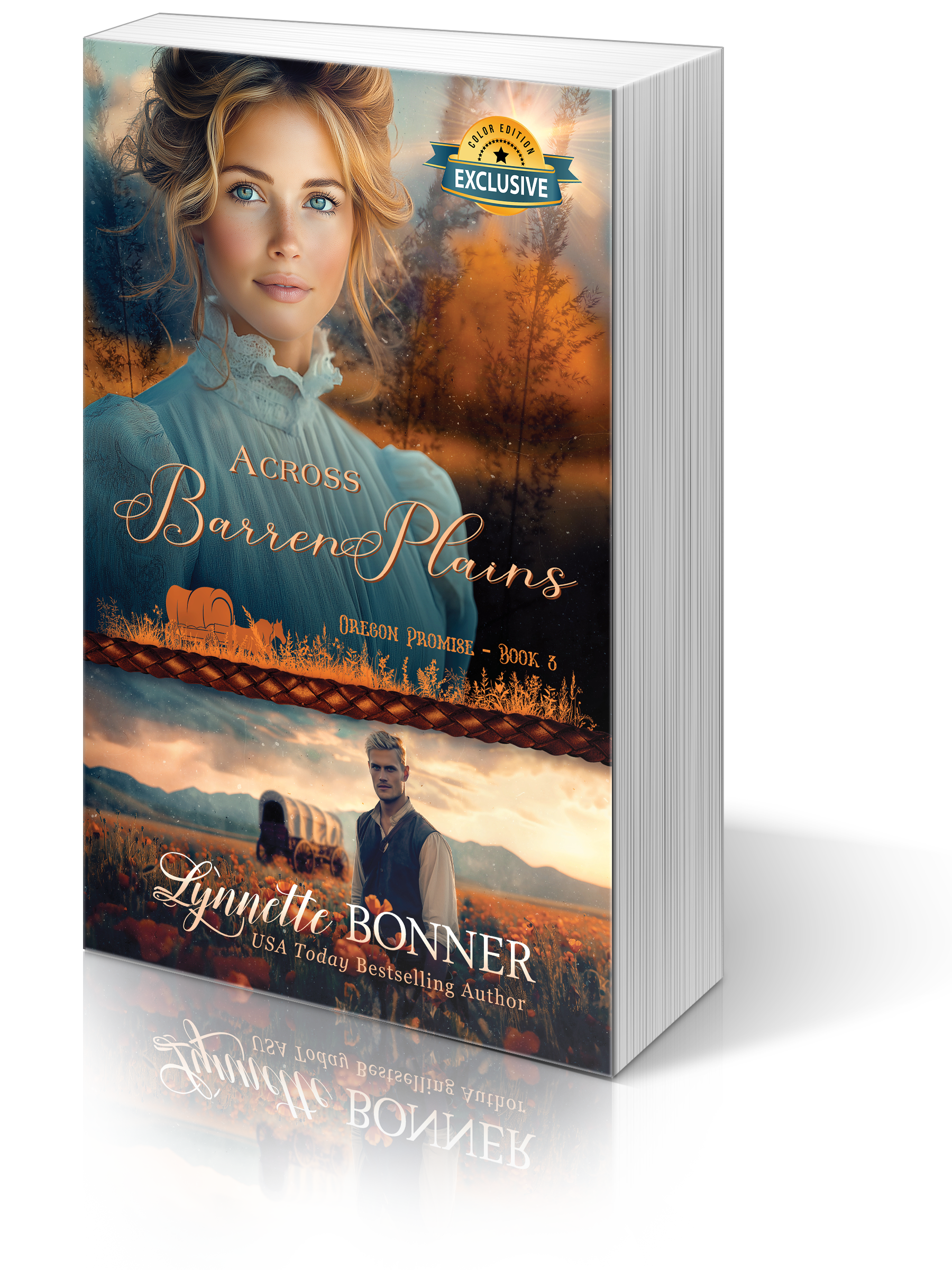 Paperback Color Edition of Across Barren Plains, a Christian historical Western Romance