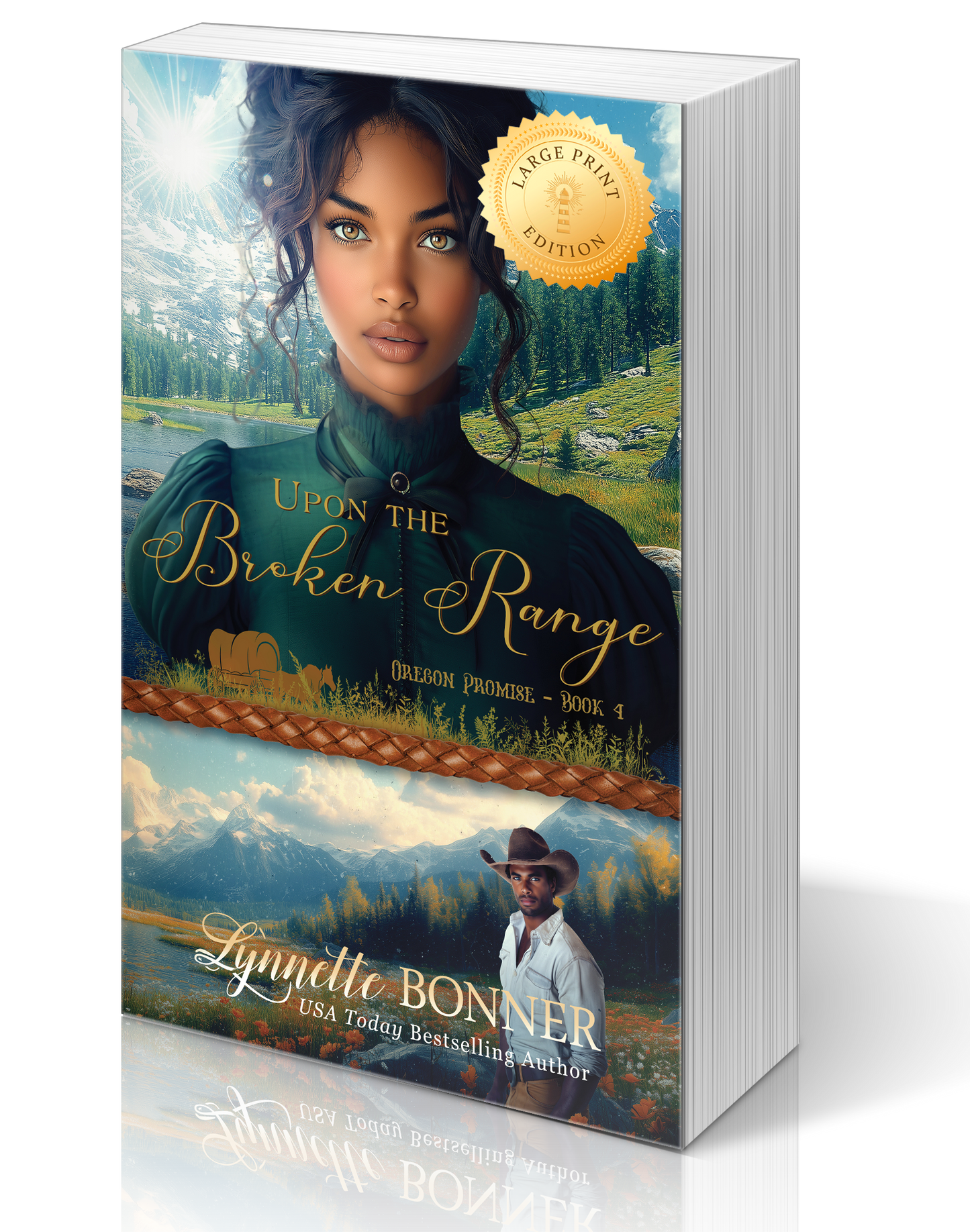 Large Print Cover of Upon the Broken Range, a Christian historical Western Romance.