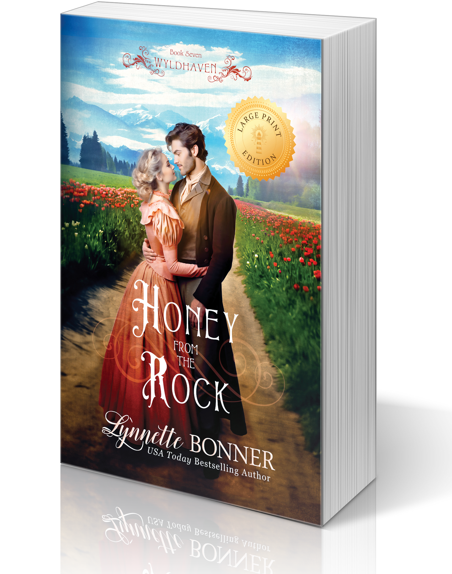 Large Print Cover of Honey From the Rock, a Christian historical Western Romance