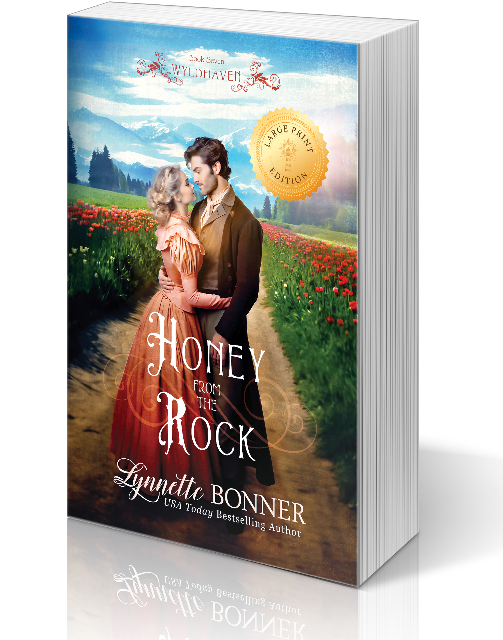Large Print Cover of Honey From the Rock, a Christian historical Western Romance