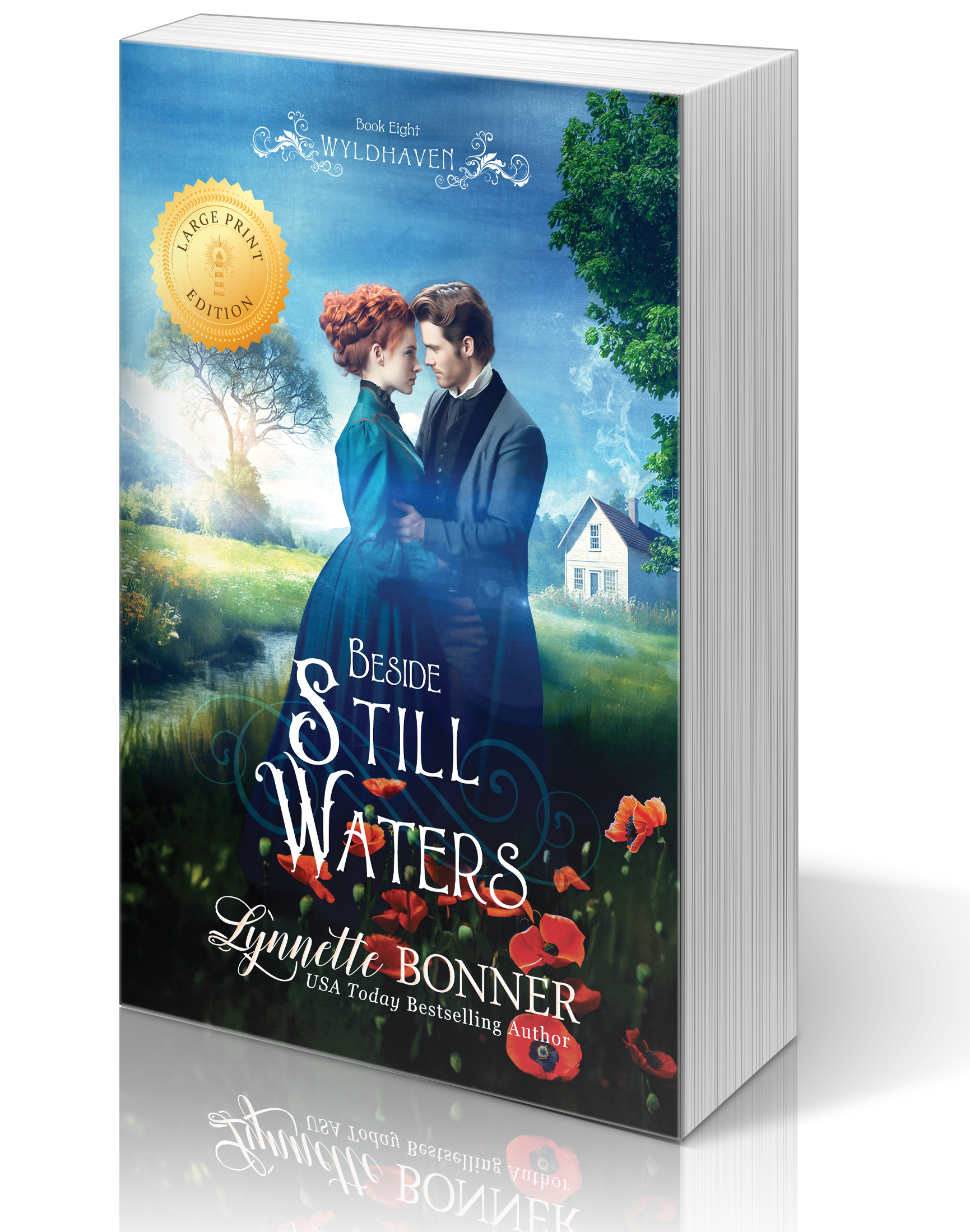Large Print Cover of Beside Still Waters, a Christian historical Western Romance
