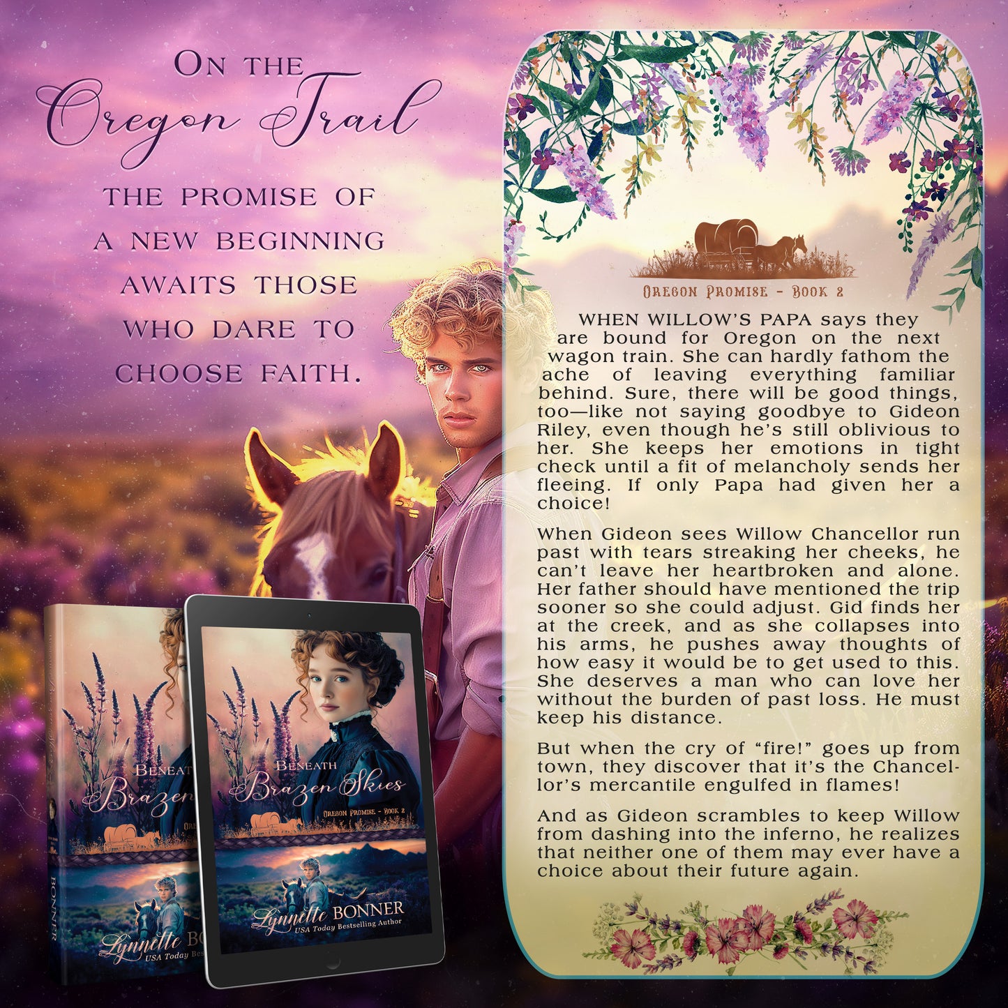 Promo Ad of Beneath Brazen Skies, a Christian historical Western Romance