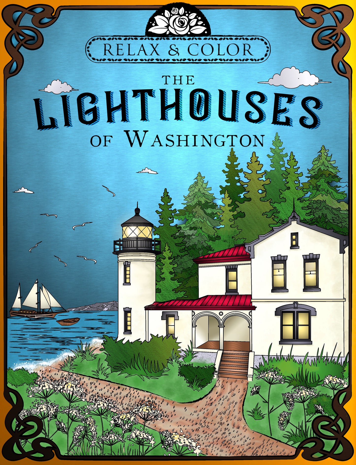 Cover of Color Book, The Lighthouses of Washington - 1 Colorbook