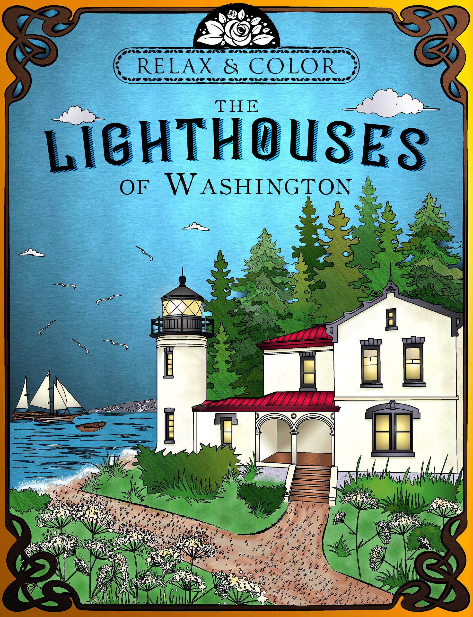 Cover of Color Book, The Lighthouses of Washington - 1 Colorbook