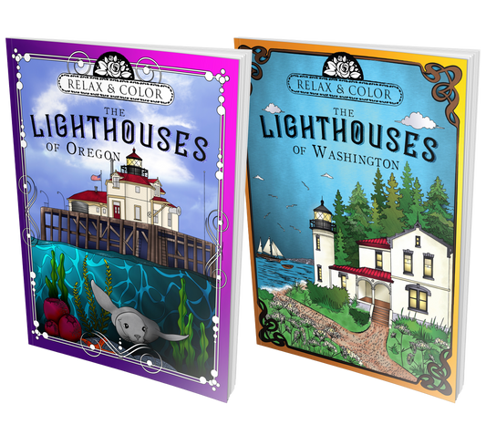 Relax and Color The Lighthouses of Washington and Oregon - Paperback Bundle
